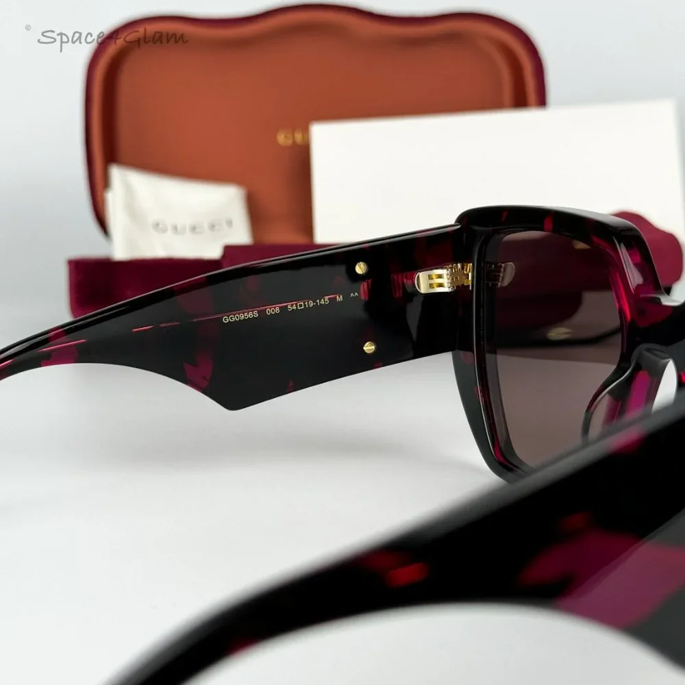 NEW Gucci GG0956S 008 Havana Violet Brown Cat Eye Unisex Sunglasses GG 0956S - Picture 5 of 7